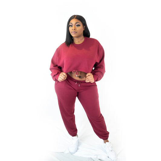 Cropped Draw-String Track suit